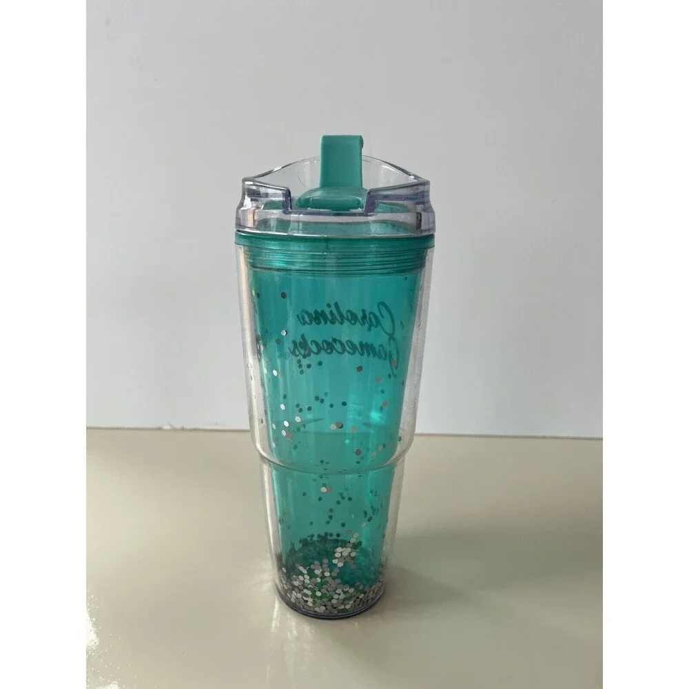 South Carolina Gamecocks Turquoise Green Plastic 32oz Glitter Tumbler Cup